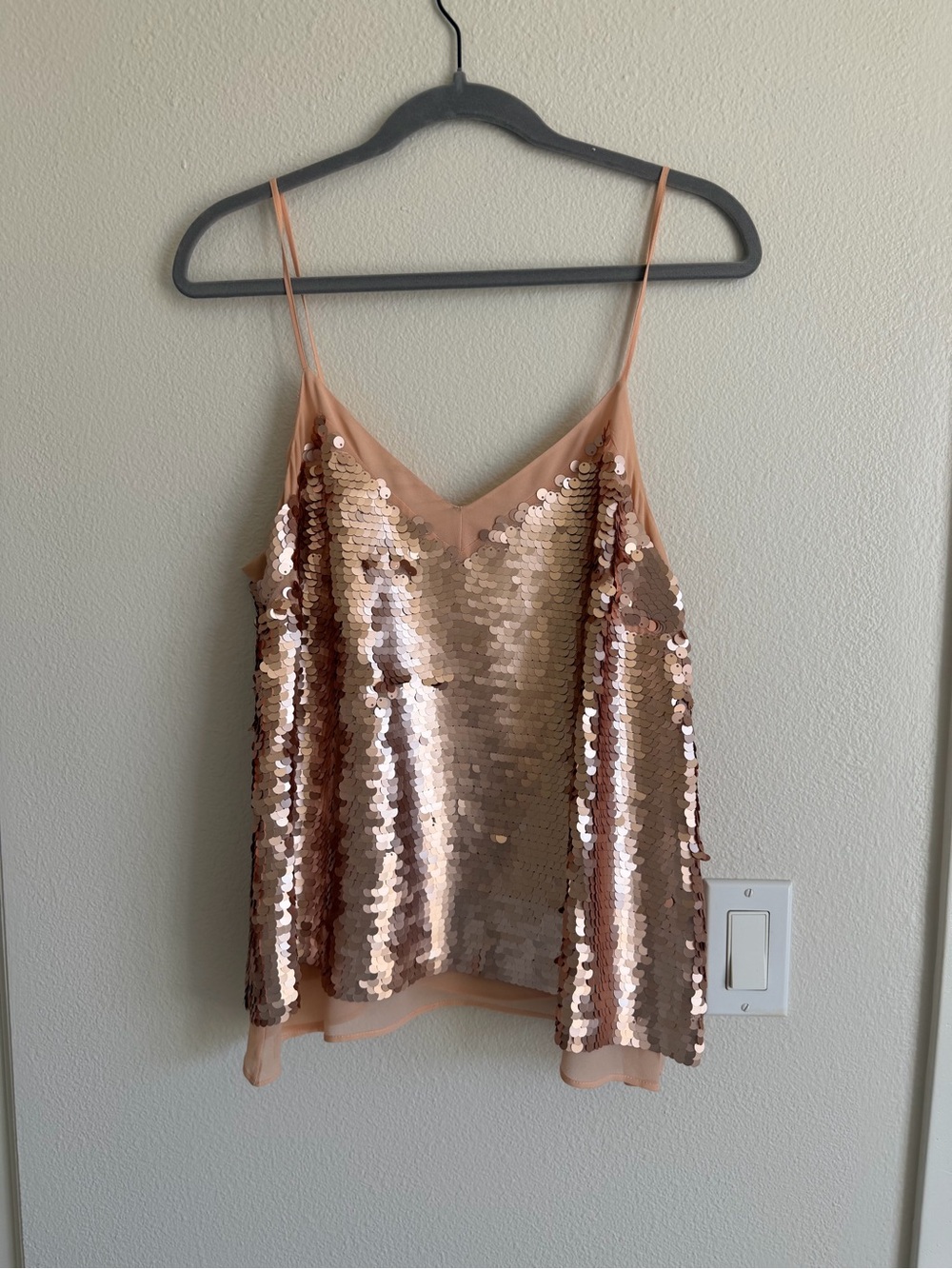 Moulinette Soeurs Rose Gold Sequin Spaghetti-Strap Cami